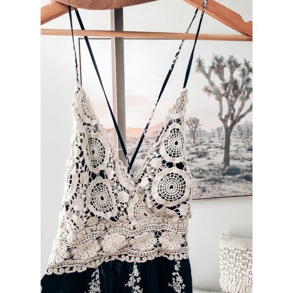 Chasing the Clouds boho goddess crochet top babydoll Flowy maxi dress M - Picture 4 of 11
